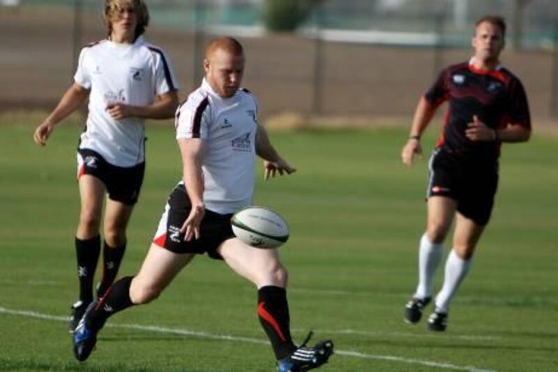 AL AIN, UNITED ARAB EMIRATES, April 2: Duncan Murray of Arabian Gulf rugby team during the rugby match between Arabian Gulf vs Gulf Barbarians at rugby ground in Palm Sports Resort in Al Ain.  (Pawan Singh / The National) For Sports