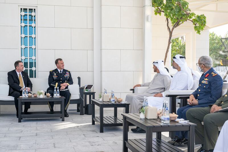 Sheikh Mohamed and Lt Gen Kurilla discussed initiatives to strengthen defence co-operation during the meeting, which was also attended by Sheikh Khaled bin Mohamed, a member of the Abu Dhabi Executive Council and chairman of the Abu Dhabi Executive Office.