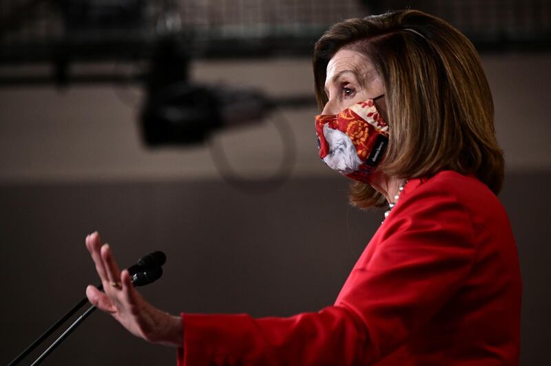 House of Representatives Speaker Nancy Pelosi holds a news conference during the presidential election in Washington. Reuters