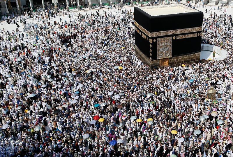 Muslim pilgrims from all around the world circle around the Kaaba at the Grand Mosque, in the Saudi city of Mecca on September 14, 2016. - More than 1.8 million faithful from around the world have been attending the annual pilgrimage which officially ends on September 15. (Photo by AHMAD GHARABLI / AFP)