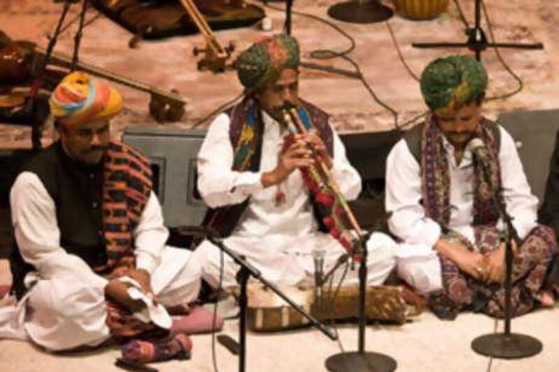 Khete Kahn, Habib Langa and Bunda Langa of Rupayan, an ensemble from Rajasthan, perform.