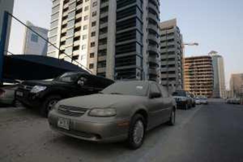 Dubai, 31st August 2009.  An abandoned Chevrolet car down Tecom area.  (Jeffrey E Biteng / The National)  Editor's Note; Hugh N reports. *** Local Caption ***  JB09-Acars.jpg