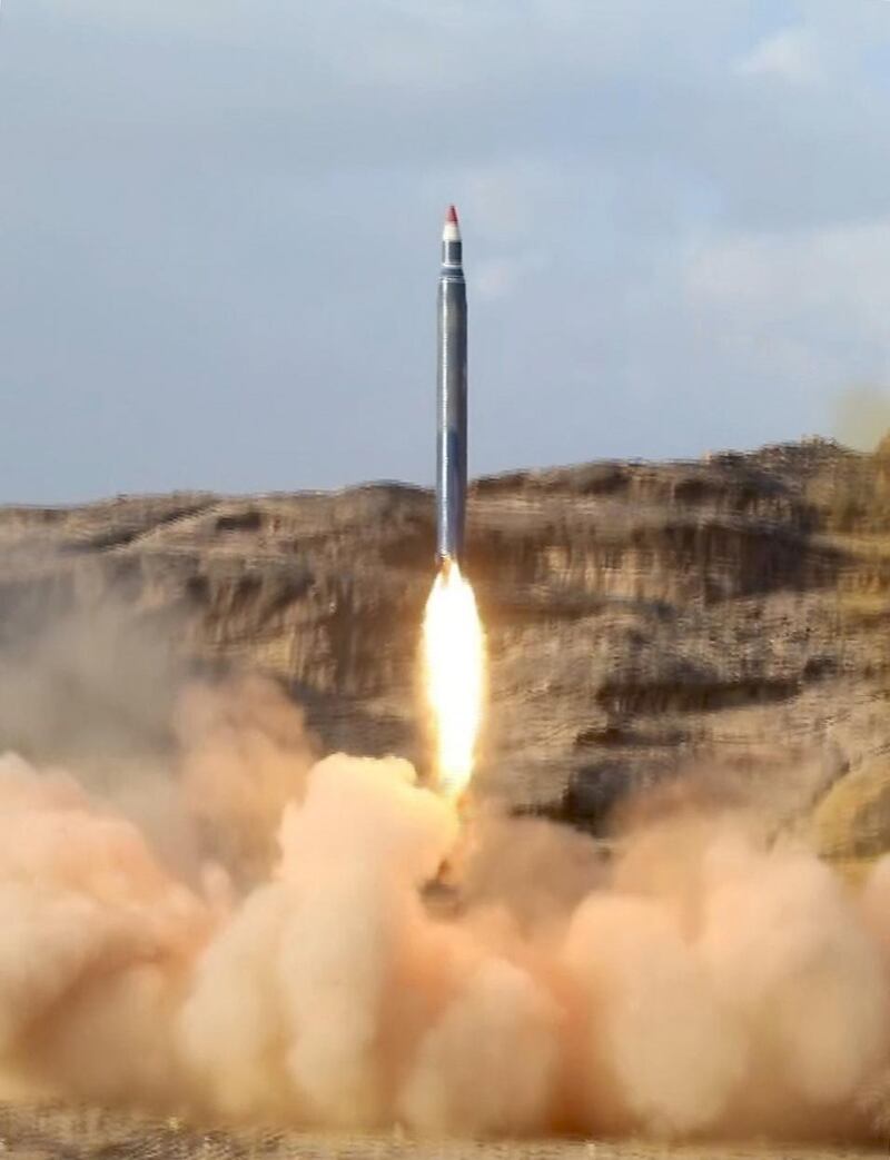 A screen grab from an handout video provided by the Anssarullah Military Media Center on April 11, 2018 shows the launching of a ballistic missile from an undisclosed location in Yemen. - Saudi Arabia said its air defences on April 11 intercepted ballistic missiles fired from rebel-held Yemen at Riyadh and the south of the kingdom where two drones were also shot down. (Photo by Handout / Anssarullah Military Media Center / AFP) / RESTRICTED TO EDITORIAL USE - MANDATORY CREDIT "AFP PHOTO / ANSSARULLAH MILITARY MEDIA CENTER " - NO MARKETING NO ADVERTISING CAMPAIGNS - DISTRIBUTED AS A SERVICE TO CLIENTS