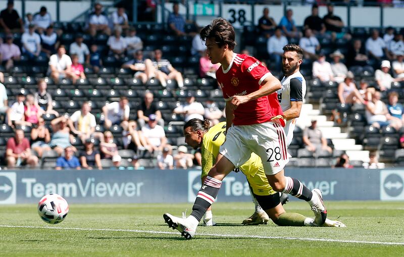 United's Facundo Pellistri scores their second goal.