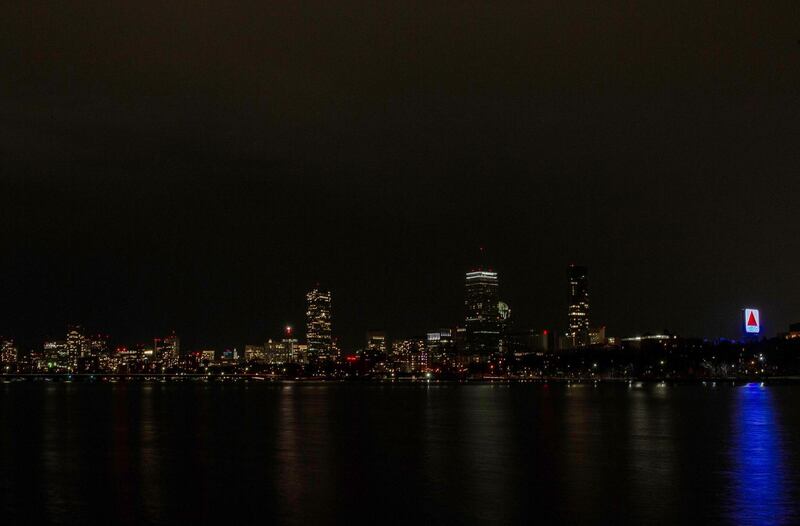 America: Boston's city skyline remains lit during the Earth Hour event in Boston as seen from Cambridge, Massachusetts. EPA