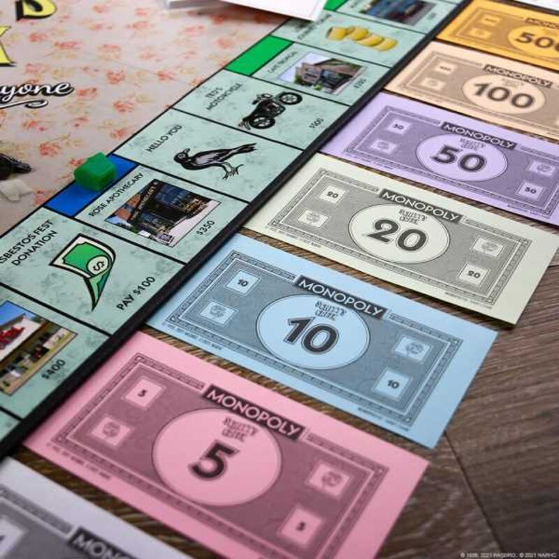 A close-up look at the Monopoly: Schitt's Creek Edition board