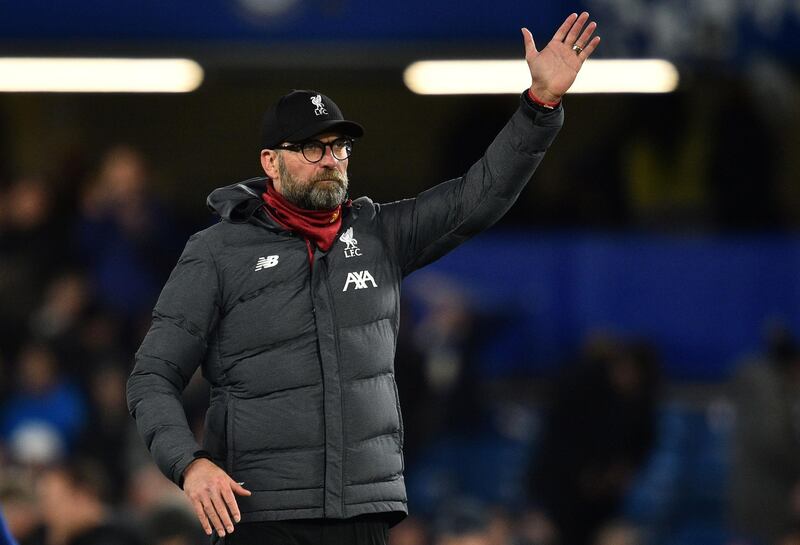 Liverpool's German manager Jurgen Klopp applauds the fans at the end of the match. AFP