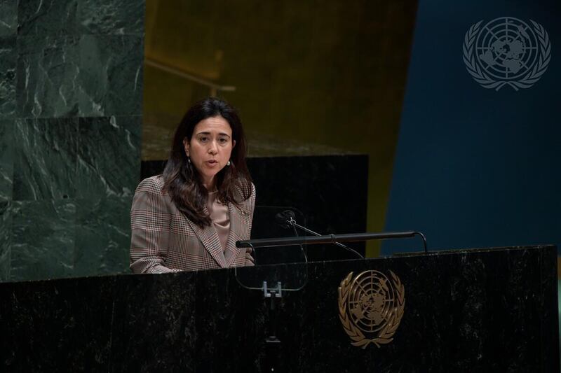 Lana Nusseibeh, the UAE's envoy to the UN, denounced the strikes that killed three people, injured six and caused fires at a fuel depot and an international airport in Abu Dhabi. UN file photo.