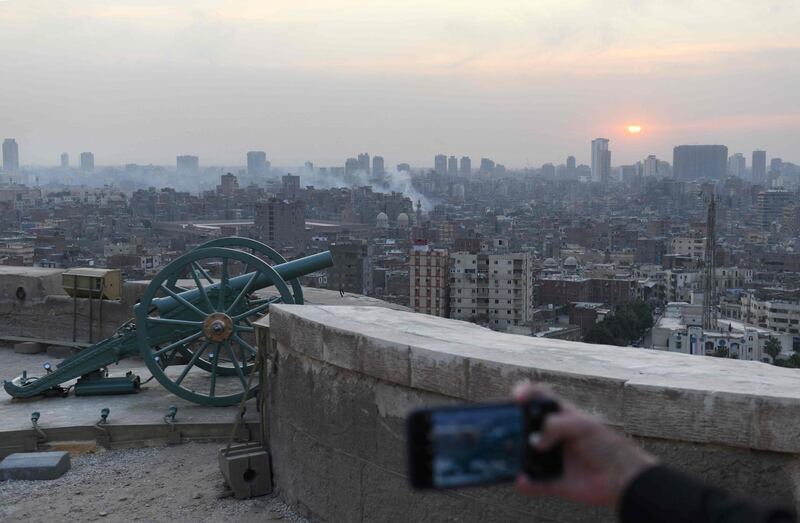 The cannon was fired for the first time since 1992 to alert people to break their fast at sunset. AFP