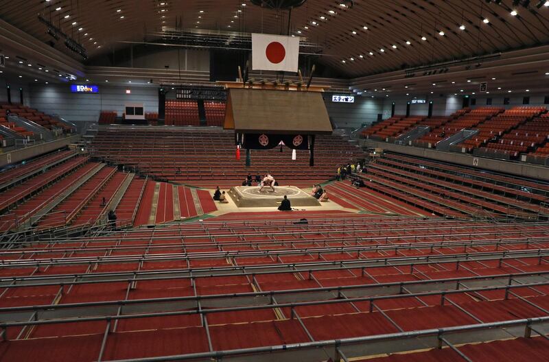The Osaka Grand Sumo Tournament opens without spectators amid the coronavirus outbreak, in western Japan. EPA