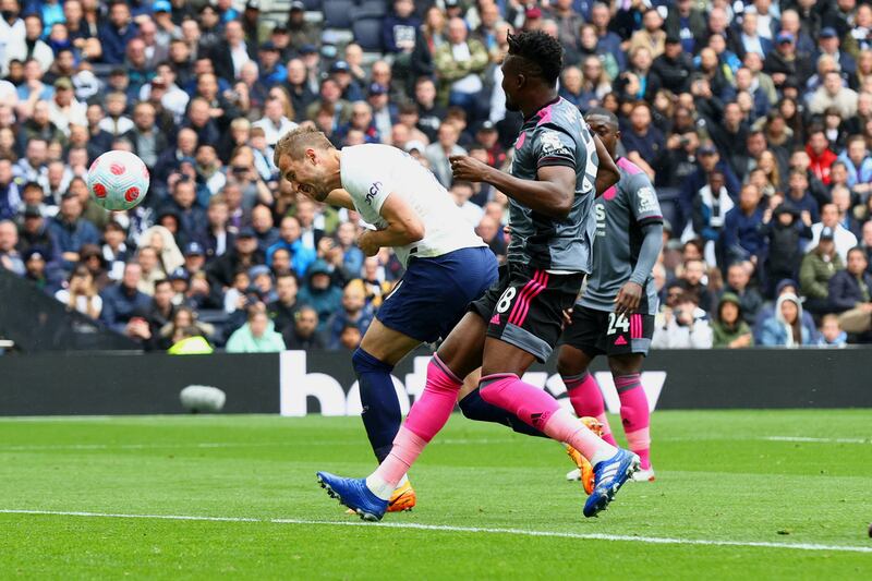 Harry Kane heads homeTottenham's first goal. Getty