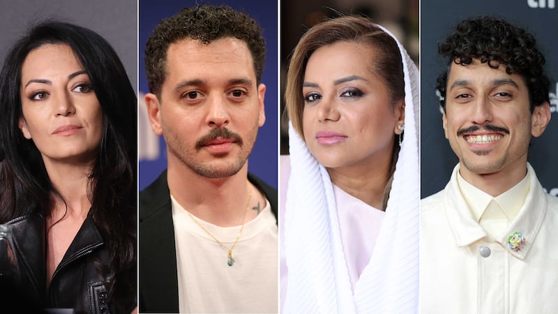 Filmmakers Maryam Touzani, Amjad Al Rasheed, Nayla Al Khaja and Meshal Al Jaser. EPA; Getty Images; AFP