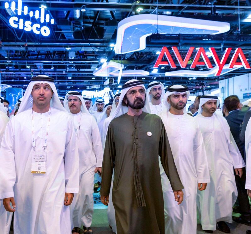 Sheikh Mohammed bin Rashid, Vice President, Prime Minister and Ruler of Dubai, visits Gitex at Dubai World Trade Centre. All photos: @HHShkMohd / Twitter