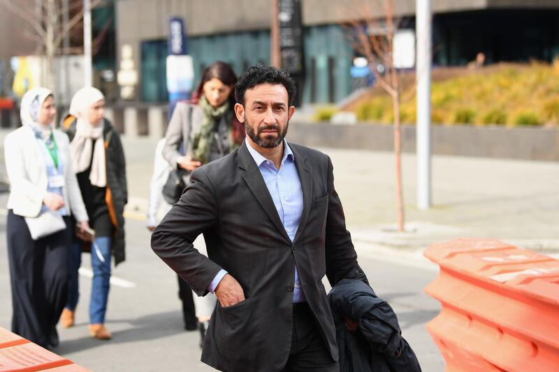 Christchurch Foundation adviser Raf Manji leaves Christchurch High Court at the lunch break of the sentencing hearing for the man found guilty of 92 charges relating to New Zealand's worst mass shooting. Getty Images