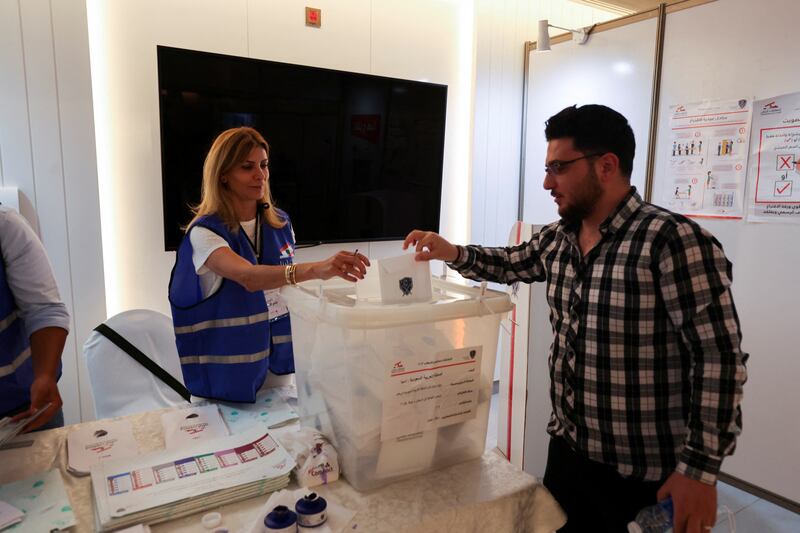 A Lebanese expat casts his vote for Lebanon's parliamentary election at the Lebanese Embassy in Riyadh, Saudi Arabia. Reuters