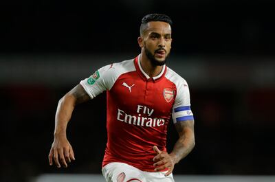 FILE - In this Tuesday, Oct. 24, 2017 file photo, Arsenal's Theo Walcott watches for the ball during their English League Cup soccer match between Arsenal and Norwich at the Emirates Stadium in London. Theo Walcott has joined Everton in a bid to reignite his career after 12 years at Premier League rival Arsenal. Everton announced the signing of the 28-year-old winger on Wednesday, Jan. 17, 2018. (AP Photo/Alastair Grant, file)