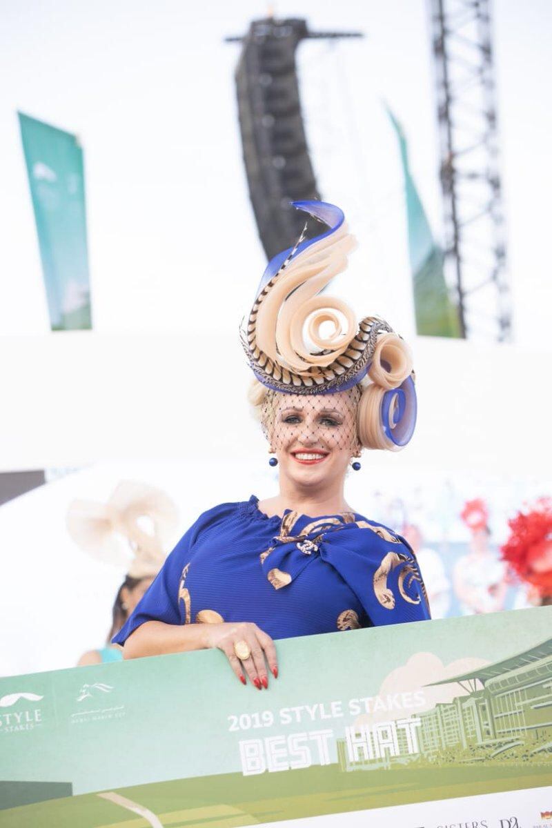 Style Stakes Best Hat winner, Conna Tution, at the Dubai World Cup on March 30, 2019. Twitter / Meydan Style