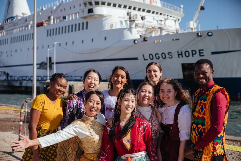 Participants in a Parade of Nations at Logos Hope, the world's biggest floating library, which is visiting Port Said in north-eastern Egypt. Photos: Logos Hope