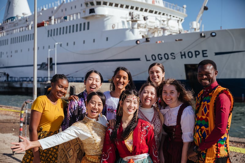 Participants in a Parade of Nations at Logos Hope, the world's biggest floating library, which is visiting Port Said in north-eastern Egypt. Photos: Logos Hope