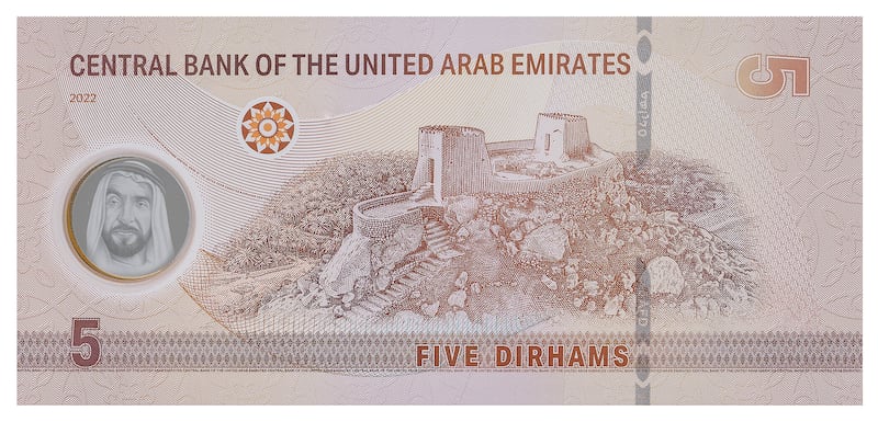 On the back of the new Dh5 notes is an image of Dhayah Fort in Ras Al Khaimah.