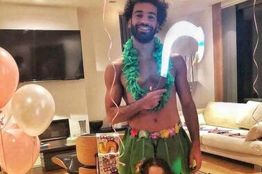 Mohamed Salah dresses as Maui from the Disney film Moana. Courtesy Twitter