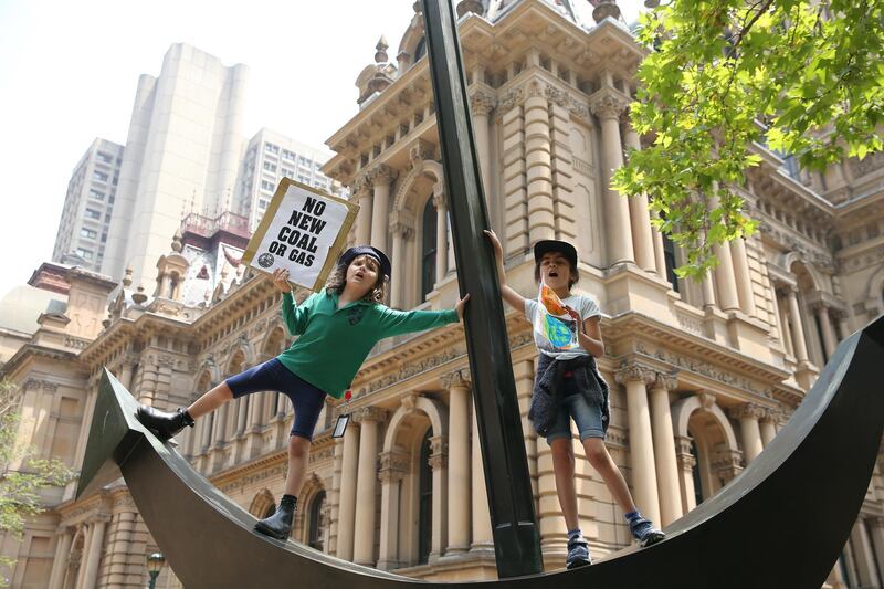 Students and protesters gather Sydney Town Hall  in Sydney, Australia. Rallies held across Australia are part of a global mass day of action demanding action on the climate crisis. Getty Images