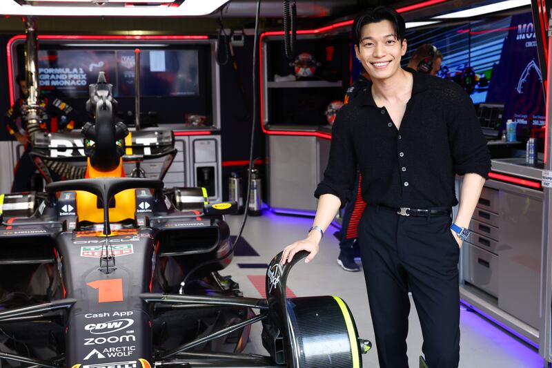 South Korean actor Wi Ha Jun in the Red Bull garage. Getty