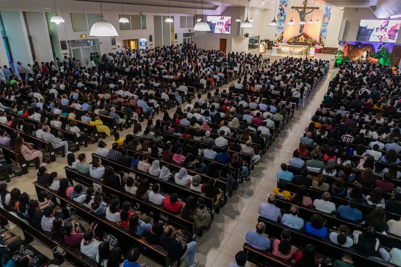 Easter Sunday Mass at St Mary's Catholic Church in Oudh Metha, Dubai. Antonie Robertson/The National
