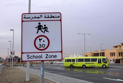Abu Dhabi, United Arab Emirates, November 20, 2019.  
  All quiet at the Raha International School  at Khalifa City A, Abu Dhabi.  Rain began falling over the UAE on Tuesday evening, and schools across the country were ordered to be closed on Wednesday because of “unstable weather conditions”.
Victor Besa / The National
Section:  NA
Reporter: