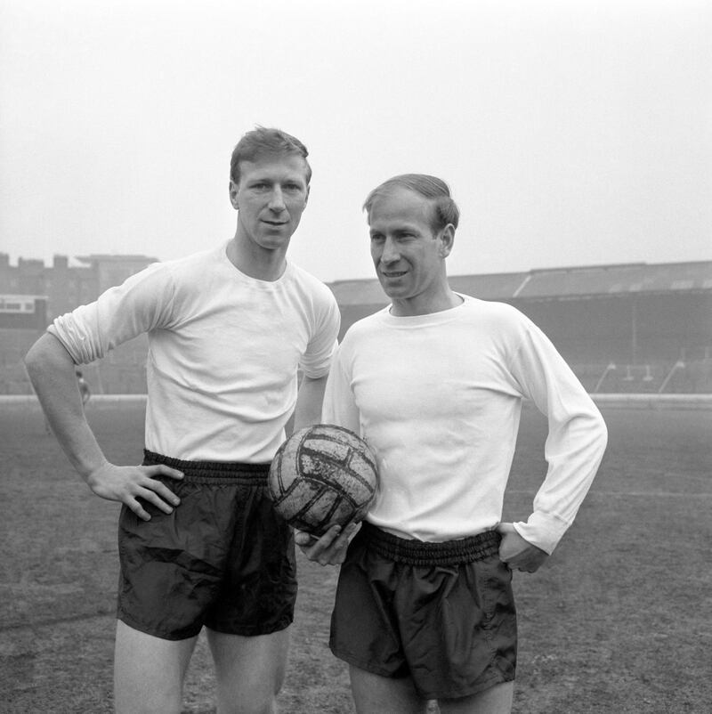 Brothers Jack Charlton (Leeds United, left) and Bobby Charlton (Manchester United). PA