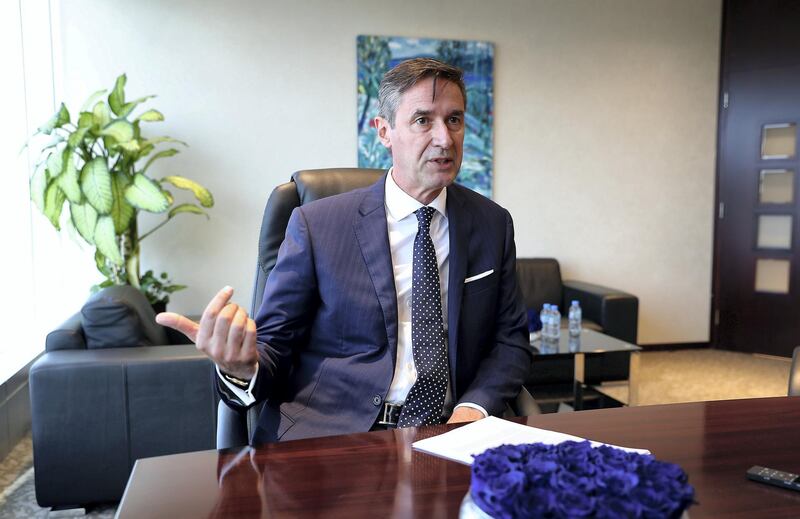 DUBAI, UNITED ARAB EMIRATES , Nov 28 – 2019 :- Tristan de Boysson, CEO of Amanat Holding during the interview at his office in the Emirates Towers in Dubai. ( Pawan Singh / The National )  For Business. Story by Fareed