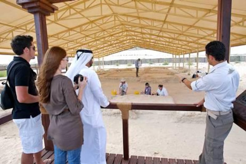Visitors on site at the Archaeological dig he pre-Islamic Christian Settlement on Baniyas. Photo Courtesy Martin Pfeiffer