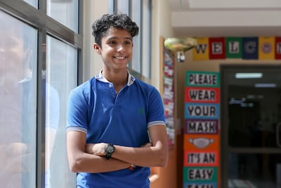 Sanchith Rao, 16, grade 11 at Delhi Private School at Jebel Ali, Dubai. Khushnum Bhandari/ The National
