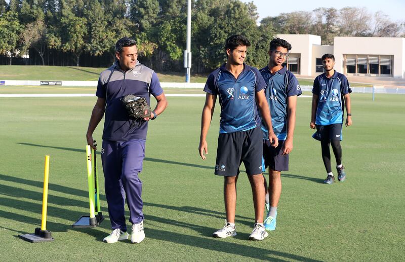 Under-19 players Jash Giyanani, Nilansh Keswani and Abhay Katoch at the ICC Academy in Dubai. 