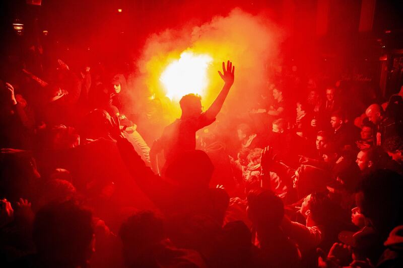 Ajax supporters celebrate in Amsterdam, the Netherlands. EPA