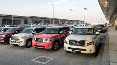 Motor World in Abu Dhabi. Car dealerships offer a range of incentives for buyers during the holy month. Victor Besa / The National