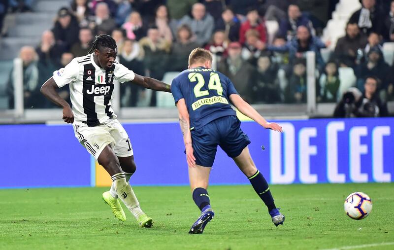 Moise Kean prods in against Udinese. Reuters