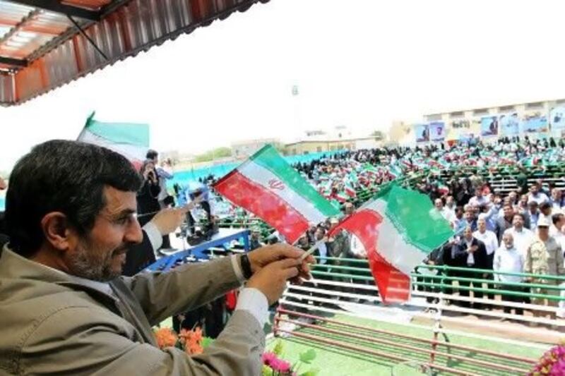 Former Iranian president Mahmoud Ahmadinejad on a visit to the island of Abu Musa in 2012 / Handout