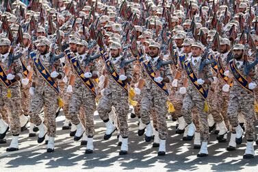 Members of Iran's Revolutionary Guard Corps march during a parade in Tehran. AFP
