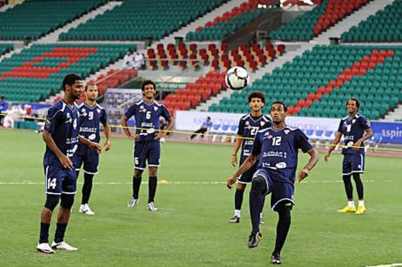 The UAE squad train yesterday ahead of tonight's final in Doha.