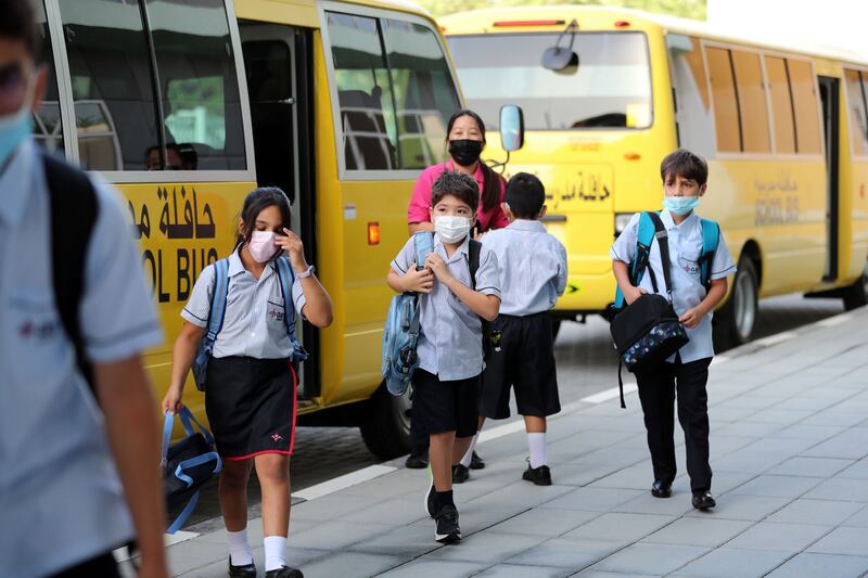 Many pupils were up before 6am to catch the school bus. Chris Whiteoak / The National