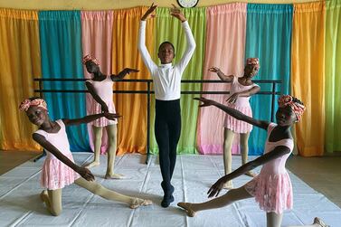 Anthony Mmesoma Madu, an 11-year-old ballet dancer, poses during a rehearsal with other students at the Leap of Dance Academy in Lagos, Nigeria July 27, 2020. Picture taken July 27, 2020. REUTERS/Seun Sanni