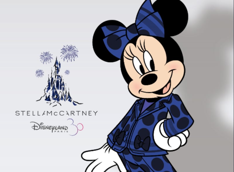 Minnie Mouse is getting a makeover with a navy Stella McCartney suit. Photo: Twitter / Disney