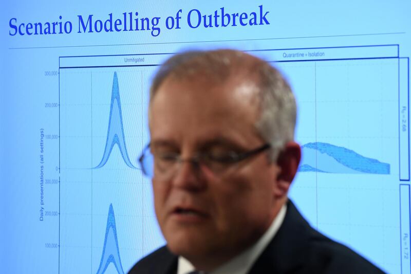 Australia's Prime Minister Scott Morrison speaks during a press conference in Sydney, Australia, 15 March 2020. EPA