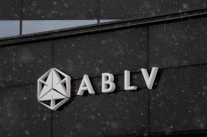 epa06540109 A photo shows the logo of the ABLV Bank on a wall of the central office on Skanstes Street in Riga, Latvia, 18 February 2018. ABLV Bank is the third largest financial institution in Latvia. The US Treasury Department's Financial Crimes Enforcement Network (FinCEN) blocked Latvia's ABLV Bank from the US markets as the bank has been allegedly laundering money and handling billions of dollars in illicit funds, including for entities tied to North Korea. The Latvian banking regulator, the Financial and Capital Market Commission (FCMC), is launching an immediate inquiry to probe US authorities' allegations.  EPA/VALDA KALNINA