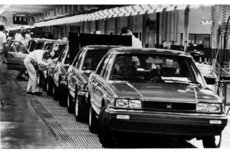 Honda Accord automobiles roll off the assembly line in Marysville, Ohio.