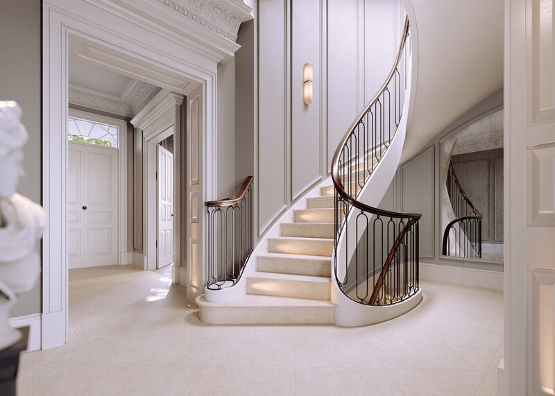 An elegant staircase within the property