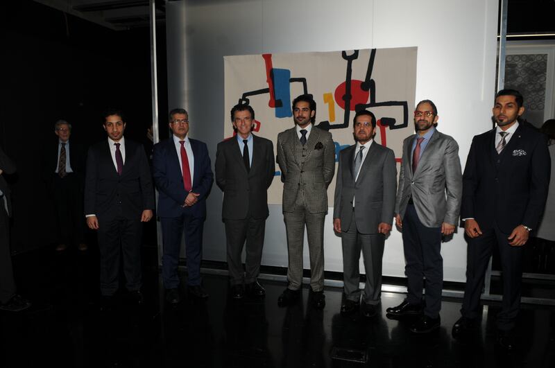 An exhibition of over 80 works from the Barjeel Art Foundation’s Collection in Sharjah has been inaugurated  at the Institut du Monde Arabe (IMA) in Paris on February 27 2017 by Sheikh Zayed bin Sultan bin Khalifa Al Nahyan, Madhed Hareb Al Khaiili, the UAE Ambassador to France, Jack Lang, President of the IMA and Sultan Sooud Al Qassemi, founder of  the Barjeel Art Foundation. Courtesy Sultan Al Qassemi.