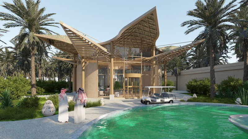 The arrival area at Envi Al Nakheel eco-lodge