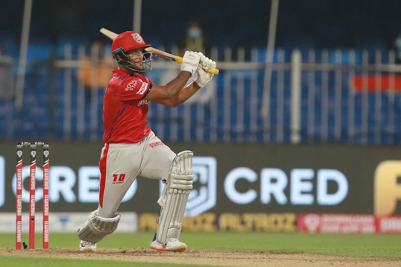 Mayank Agarwal of Kings XI Punjab  plays a shot during match 9 of season 13 of the Indian Premier League (IPL) between Rajasthan Royals and Kings XI Punjab held at the Sharjah Cricket Stadium, Sharjah in the United Arab Emirates on the 27th September 2020.  Photo by: Rahul Gulati  / Sportzpics for BCCI